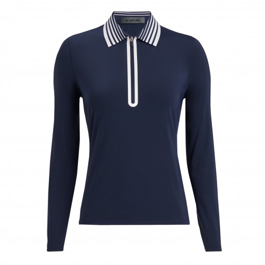 CONTRAST LADIES SILKY TECH NYLON QUARTER ZIP LADY POLO